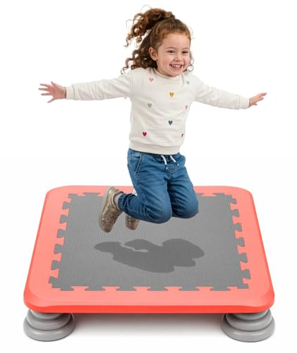 GoDyna Trampolin für Kinder – 65x12x65 cm Mini Trampolin mit Rutschfester Oberfläche | Maximale Belastung 80 kg | Einfach zu Reinigen und Zusammenzubauen