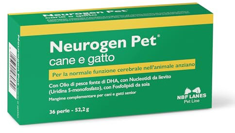 NBF Lanes | Neurogen Pet Cane e Gatto, 36 Perle Appetibili, per la Normale Funzione Cerebrale dell’Animale Anziano, Cani e Gatti Senior