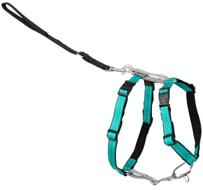 PetSafe 3-in-1 Hundegeschirr, Anti-Zieh, Hundegeschirr für Autogurt, Hundegeschirr Auto, Anti-Zug Hundegeschirr, Reflektoren, Geschirrgriff, Größe S ; schwarz, blau, lila