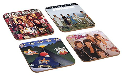 Untersetzer-Set, The Bay City Rollers Albumcover, Holz, 4 Stück
