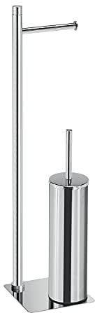 Gedy TRILLY Escobillero y portarrollos para baño, Cromo, Acero INOX y resinas termoplásticas, 14 x 14 x 63
