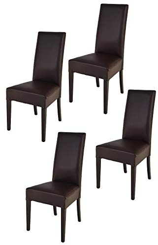 t m c s Tommychairs - 4er Set Moderne Stühle Luisa für Küche und Esszimmer, robuste Struktur aus lackiertem Buchenholz Farbe Wengeholz, Gepolstert und mit Kunstleder in der Farbe Mokka bezogen
