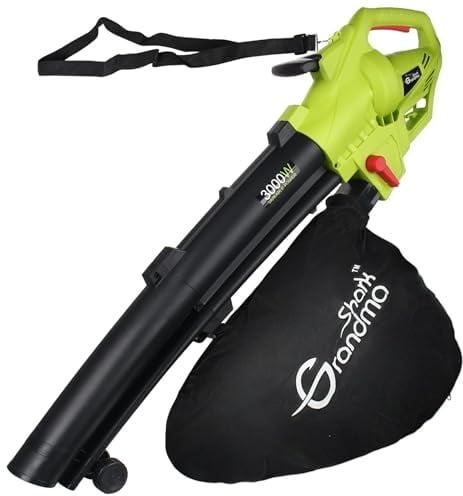 GRANDMA SHARK 3000W 3 in 1 Leaf Blower, Garden Leaves Vacuum Cleaner, Support for Breaking Leaves and Having a Large Collection Bag (Green)