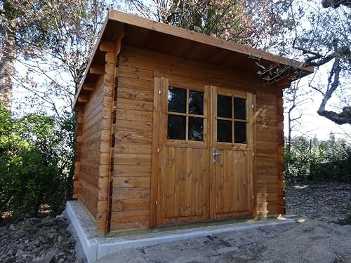 DEKALUX Casetta in legno da Giardino 2,2x2,2 monofalda con porta doppia - Spessore 34mm