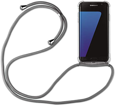 Hülle Kompatibel mit Samsung Galaxy S7 Edge | Handykette Smartphone Halskette Hülle mit Band | Handyhülle mit Kordel zum Umhängen Kompatibel für Galaxy S7 Edge | Grau
