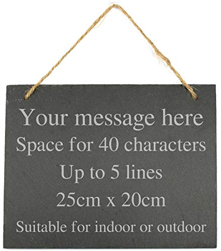 Go Find A Gift Schiefertafel zum Aufhängen, personalisierbar, groß, 24 x 19 cm, 5 Zeilen