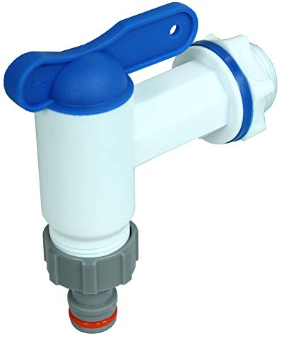 GASMIS Auslaufhahn für Regentonne, Kunststoff Ersatz-Hahn, Wasserhahn für Regenwassertonne, Regenfass, Wassertonnen - mit Dichtung, Kontermutter und Hahnanschluss, 3/4 26,44mm, Weiß, 5 Stück
