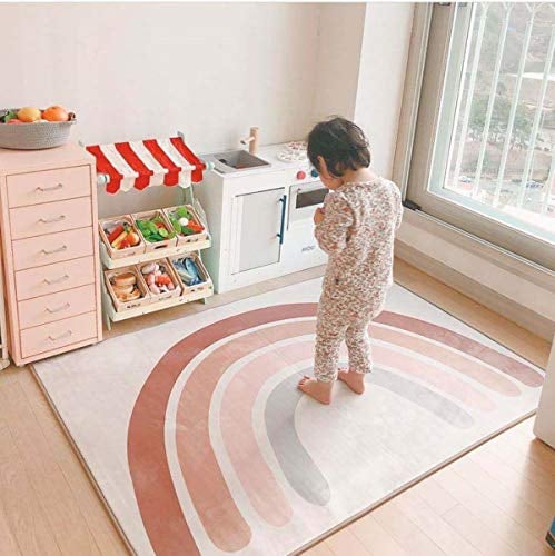 KIKOM Cute Baby Teppich, Regenbogen-Krabbeldecke,Baby Spielmatte Kinderteppich Decke Baby Aktivität Raumdekoration Crawling Decke Pad 145 * 105CM