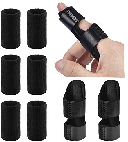 Sopito Fingerschienen, 2 Stück Finger Schiene mit 6 stück Nylonhülsen, Fingerschiene Kapselriss für Gebrochene Finger Arthritis Knöchel Immobilisierung