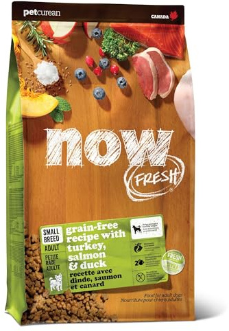 Now Fresh Getreidefrei, Trockenfutter für Hunde, kleine Rassen, echtes Fleisch und Fisch, Pute, Lachs und Ente Erwachsenenrezept, 5,4 kg Beutel