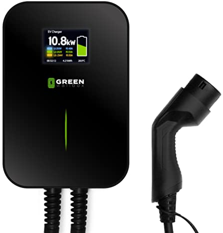 Green Wallbox Station de Recharge pour Voitures électriques EV PHEV/BEV (Câble de Type 2, 11kW (triphasé) | 16A)