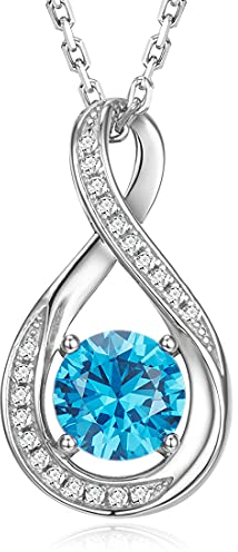GEMLANTO 925 Sterling Silber erstellter Schweizer Blau Topas Halskette Dezember Geburtsstein Halsketten für Frauen Infinity Zierliche Geburtstag Jubiläum Schmuck Geschenke für Sie 40+5cm