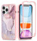Yoedge Compatible with Apple iPhone 13 Mini Case 5.4 inch, 360° Full Body Shockproof Protective Case with Built-in Screen Protector Silicone TPU Bumper Clear Stylish Design Cover, Marble 1