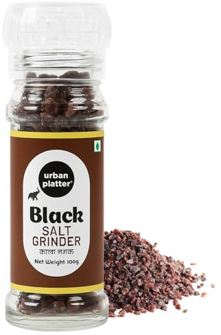 Urban Platter Black Rock Salt Grinder, 100g (Sendha Namak | Easy to Grind | Free from Micro-Plastics | Pure & Natural | Rich in Natural Minerals)