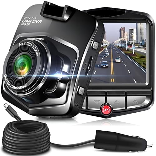 Retoo Caméra de Voiture avec Enregistrement en Boucle et résolution FHD 1080p, caméra de Tableau de Bord avec écran LCD 2.4 et Vision Nocturne, caméra de Voiture avec Surveillance du stationnement