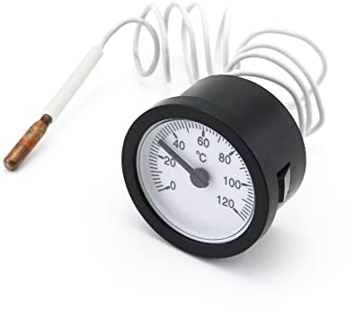 QWORK® Termometro con sonda capillare utilizzato per caldaie, sistemi di riscaldamento e raffreddamento, capillare 1000 mm, 0-120°C
