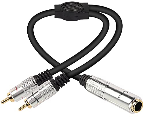 XMSJSIY Câble répartiteur 6,35 mm vers 2 RCA, connecteur audio stéréo TRS femelle 6,5 mm vers double RCA mâle - 50 cm