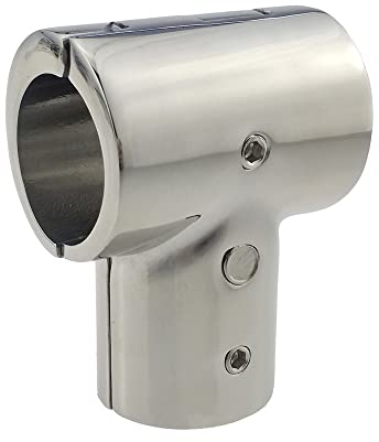 T-Stück Handlaufverbindung Klappbar Edelstahl 3 Way 90° Winkel Handlauf Schelle Rohrschelle T-Verbindung Silber Boote Deck Bimini Beschlag für Ø 22 mm Rohr
