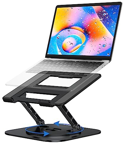 MCHOSE Laptop Stand for Desk, Ergonomic Laptop Riser with 360° Rotating Base, Aluminum Laptop Stand, Adjustable Foldable Laptop Holder Compatible with MacBook Air Pro, Dell XPS, 10-17 Laptops, Black