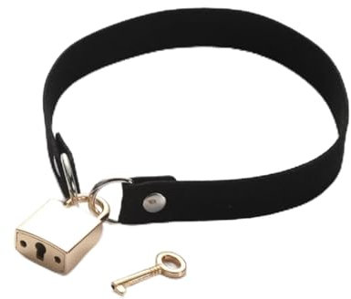 WEITING Metallic lock choker collar women/girls punk rave velvet choker necklace padlock Necklace neck goth jewelry-black gold lock
