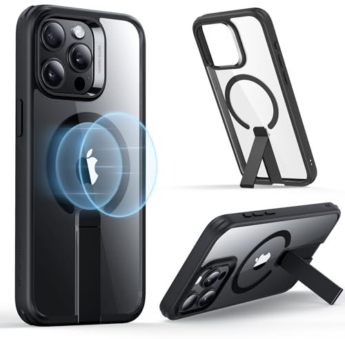 ESR for iPhone 15 Pro Max Case,Compatible with MagSafe,Fully Adjustable Flickstand,Military-Grade Drop Protection,Slim Back Cover with Patented Kickstand, Boost Series,Clear Black