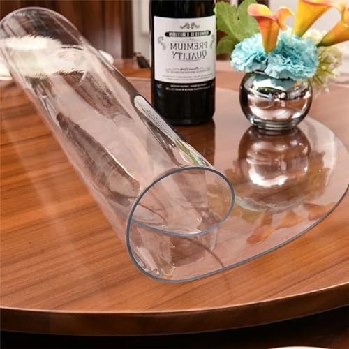 Schreibtischunterlage Durchsichtig Rund 120cm - Tischdecke Transparent Nach Maß 2mm - Wasserabweisende Pflegeleicht und Abwischbar Glasplatte Tisch Perfekter Desktop-Schutz, Durchsichtig 2mm
