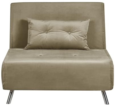 Beliani 1-Sitzer Schlafsofa Samt grün mit hohen Edelstahlbeinen Kissen modern Farris