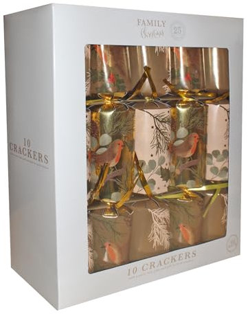 Widdle Gifts 10 Pack Christmas Crackers Family 30cm - Christmas Robins 1896
