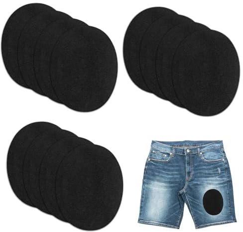 12 rodilleras niños color termoadhesivas de plancha. Coderas para proteger tu ropa y reparación de pantalones, chaquetas, jerseys (Negro)