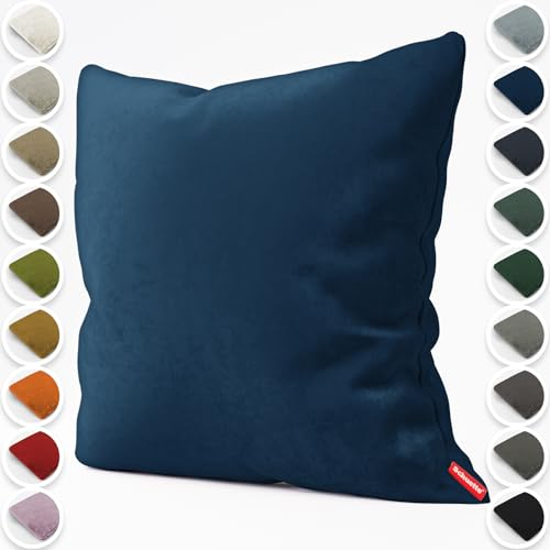 Schuette® Dekorativer Kissenbezug aus Samt mit verdecktem Reißverschluss • Millenium Velvet Kollektion: Royal Blue (Blue) • Knitterfrei • Kuschelweich • Zierkissen • Sofakissen