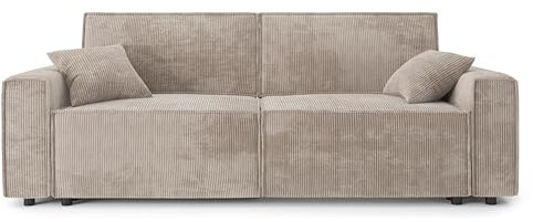 BAÏTA Sofa, rechts, ausziehbar, Mira 3-Sitzer, ausklappbar, Cordsamt, Grau