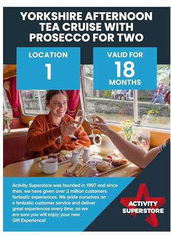Activity Superstore Yorkshire Afternoon Tea Cruise with Prosecco for Two | 18 Month Validity, Free Exchanges