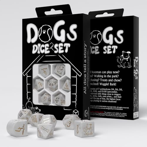 Q Workshop Dogs Dice Set: Charlie (7), Weiss/Opulenter Garten
