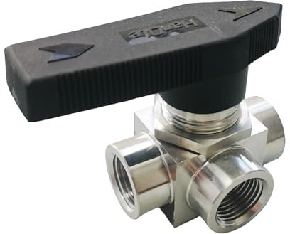 3-Wege-Kugelhahn, T-Anschluss, 1,27 cm NPT, reduziert Bohrung 9 mm, Edelstahl, Wasser, Öl, Gas, keine Grenzposition