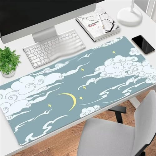 Tapis de Souris de Jeu Grand Tapis de Souris Gamer 600x300x3mm Surface Douce et Lisse, Haute précision et Vitesse, pour Les Jeux, la Maison et Le Bureau (Nuages ​​​​De Lune)