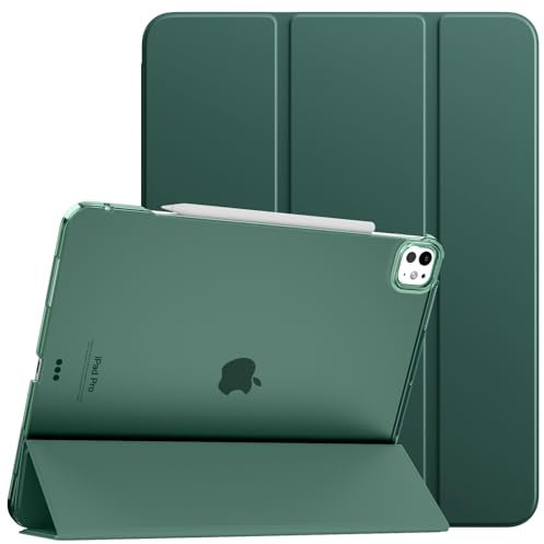 TiMOVO Custodia per iPad Pro 13 Pollici M4 2024, Cover con Supporto Sottile per iPad Pro 13 7a Generazione, Guscio Smart con Retro Traslucido, Supporta Pencil Pro e Pencil (USB-C) - Verde Scuro
