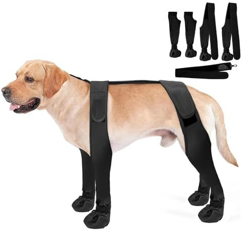 Naqqios Calzamaglia per cani con stivali, parazampe impermeabili, bretelle per cani, protezione antiscivolo per stivali per cani, protezione zampe per cuccioli