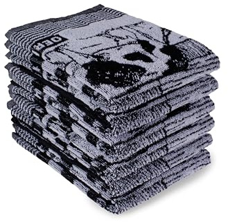 DoubleDry Baumwolle-Küchentücher - 50x50 cm, Frottierstoff - Oeko-TEX Zertifiziert, hochqualitative saugfähige Küchenhandtücher – Kuhmuster, weich & langlebig für den täglichen - Kuh, Schwarz