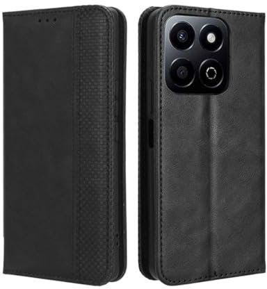 GOKEN Coque pour Honor 200 Smart - Housse en Cuir Synthétique avec Rabat Magnétique, Étui Portefeuille Antichoc avec Support et Emplacements pour Cartes, Silicone -Noir
