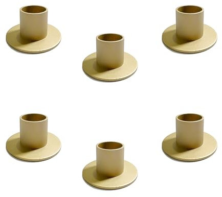 ALULU 6 Stück Kerzenständer Gold, Matt Kerzenhalter Stabkerze Gold, Metall Goldene Kerzenständer für Hochzeit, Partei, Weihnachten,Tischaufsätze und Schlafzimmer Dekor