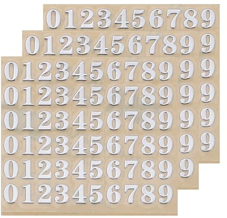QUARKZMAN 3 Blätter 4,5 mm Zahlenaufkleber 0–9, Selbstklebende Ziffernaufkleber Klebebuchstaben Vinyl Wasserdichte für Schriftzüge, Wunschtexte, Adressnummern, DIY & Scrapbooking,Silber