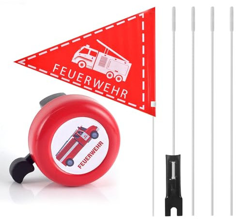 2 Stück Fahrradwimpel Kinder Fahrradklingel Kinder Jungen Fahrradklingel Feuerwehr Kinder Fahrrad Fahne Kind Feuerwehr Sicherheitswimpel für Outdoor Fahrrad Zubehör