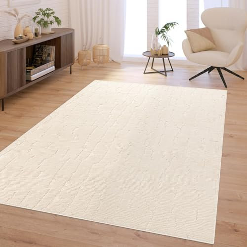 TT Home Wohnzimmer Teppich Schlafzimmer Hochflor Skandinavisch Boho Waschbar Abstraktes Muster Einfarbig Weich 3D Waschbar, Größe:160x220 cm