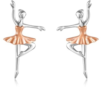 TRISHULA Ballerina-Ohrringe für Frauen S925 Sterling Silber Ballett-Steckohrringe Tanz-Inspirations-Schmuck Geschenke Geburtstag Abschluss