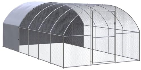 Emmtore Outdoor Hühnerstall Verzinkter Stahl Hühnerhaus Geflügelstall,Mit Dach,3 x 6 x 2 m