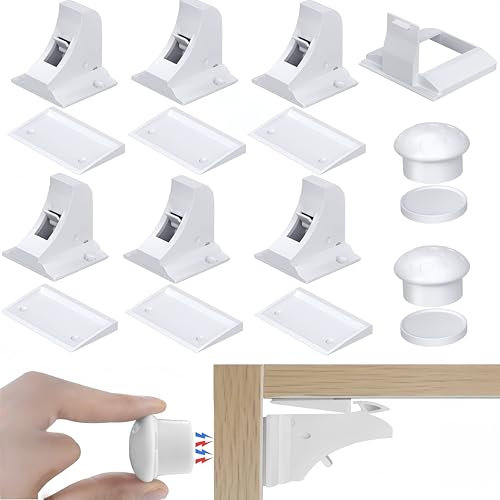 Child Safety Magnetic Cabinet Locks 6 Locks 2 Keys 1 Bracket, Baby Proofing Magnetic Drawer Locks Adhesive for Kitchen Cupboards, Drawers, Fridge,Easy Install (6 Locks +2 Keys +1 Bracket)