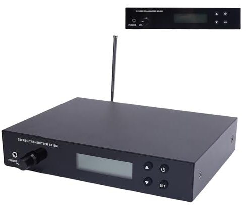 Annadue IEM Professionale con Trasmettitore e Ricevitore, Display LCD TFT a Colori, 17 Ore di Standby, 640-676 MHz di Monitoraggio Wireless (Spina europea)