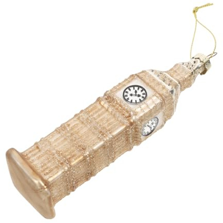VINTORKY Vintage Weihnachtskugeln London Uhrornament aus Glas Goldfarben als Christbaumschmuck und Dekoration für Studium und Weihnachten