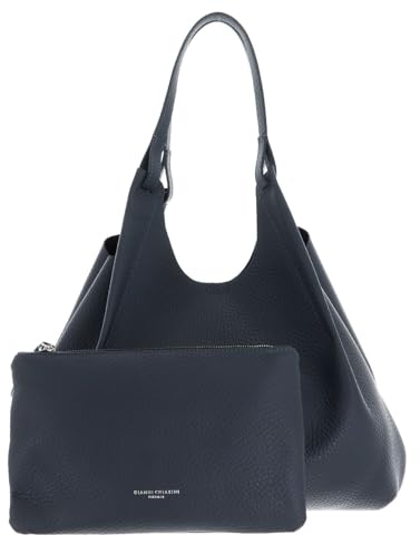 GIANNI CHIARINI Leder Shopper Schultertasche Dua Shopping Bag Midnight Sky - Nero blaugrau