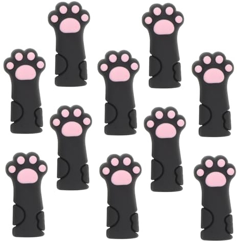 Protectores de Silicona para Herramientas de Manicura, 10 Piezas Negras | Forma Pata de Gato, Ajuste Antideslizante y Reutilizable, para Tijeras y Pinzas